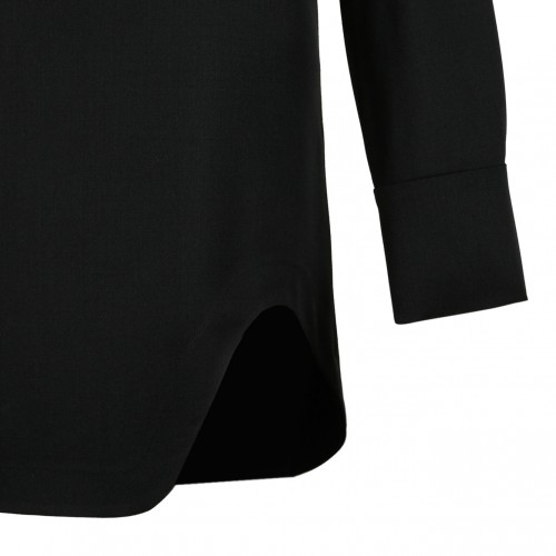 Black Zip-Front Mini Shirt Dress