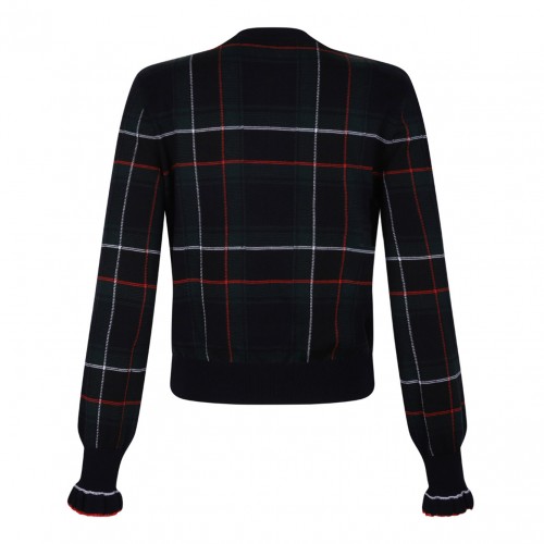 Navy Blue, Green and Red Wool Tartan Cardigan 2