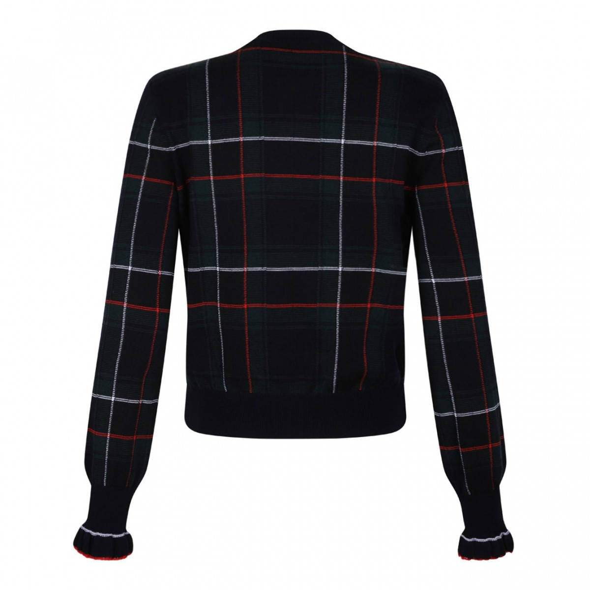 Navy Blue, Green and Red Wool Tartan Cardigan