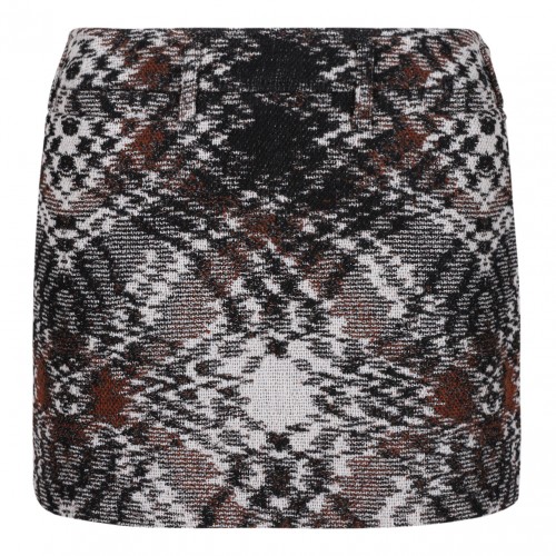 Black and Brown Mini Skirt In Jacquard Fabric