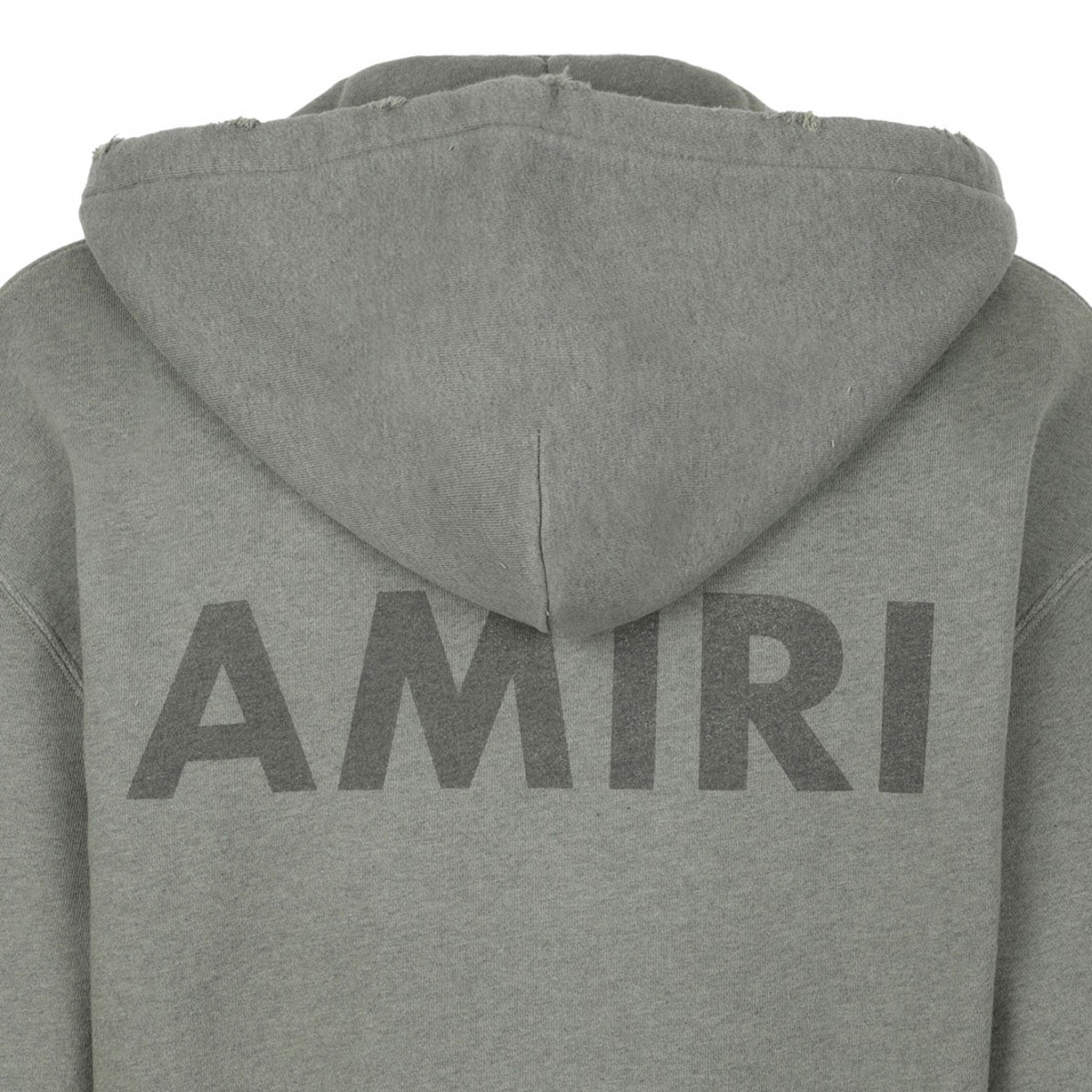 Olive Green Logo Detail Frayed Hem Hoodie