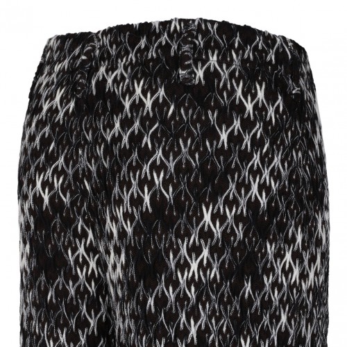 Brown Palazzo Trousers In Flamed Lace