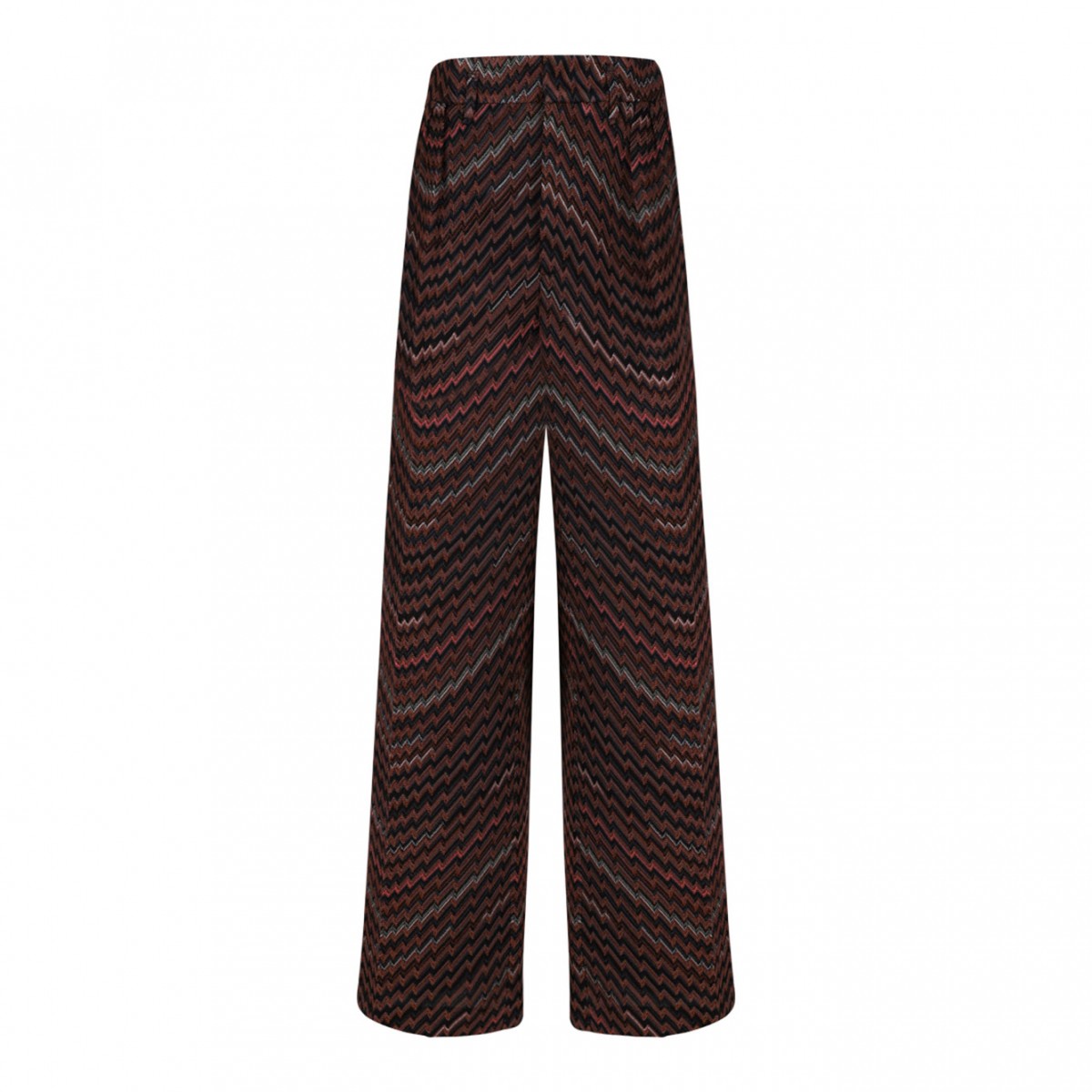 Black and Brown Zigzag Mid-Rise Tailored Trousers