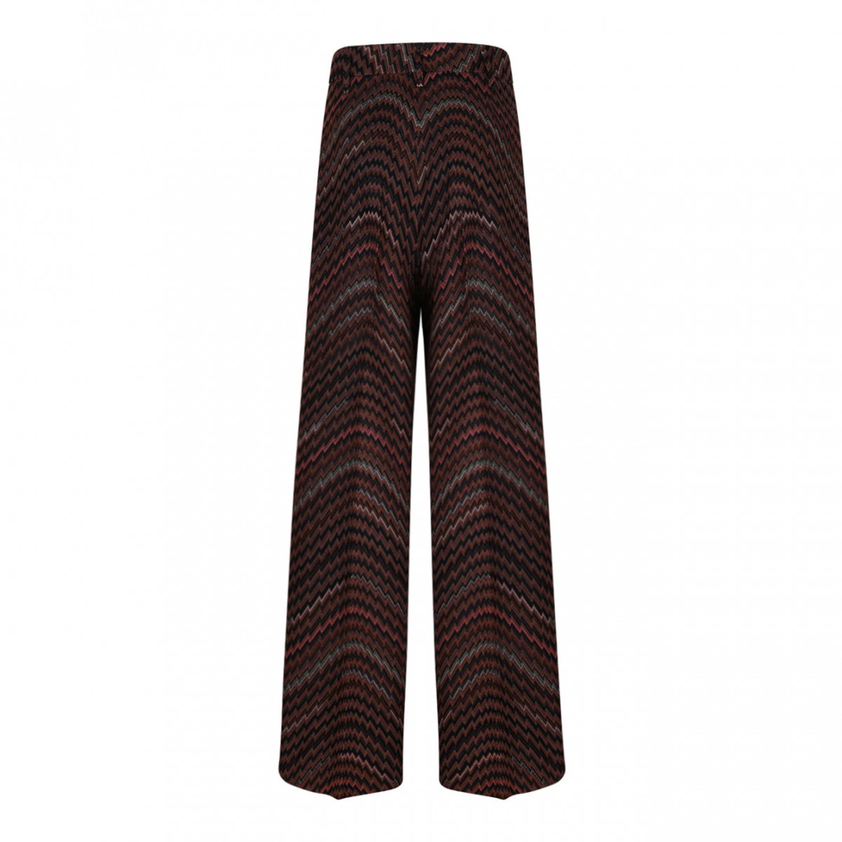 Black and Brown Zigzag Mid-Rise Tailored Trousers