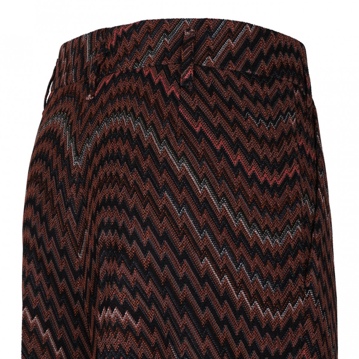 Black and Brown Zigzag Mid-Rise Tailored Trousers