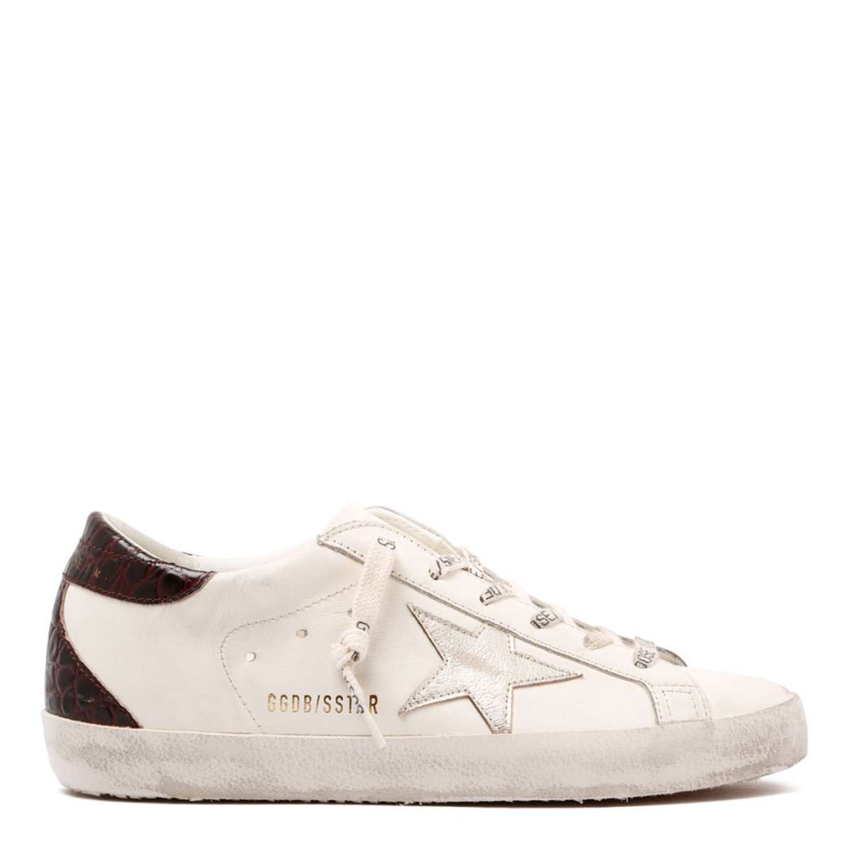 White Super Star Crocodile Effect Sneakers