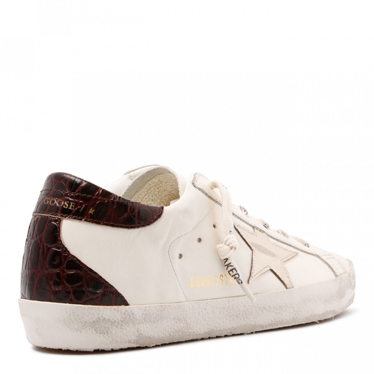 White Super Star Crocodile Effect Sneakers