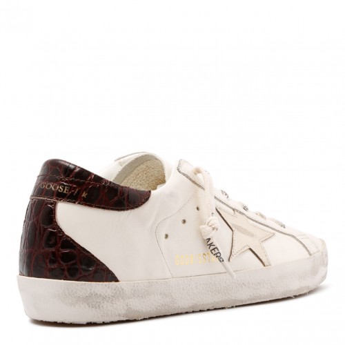 White Super Star Crocodile Effect Sneakers