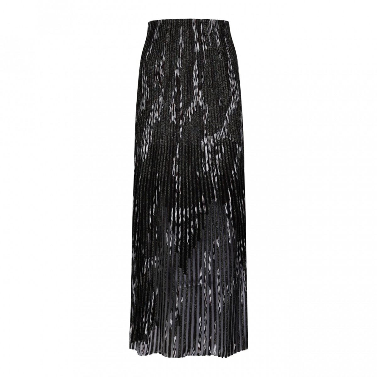 Brown and Black Pleated Lurex Skirt