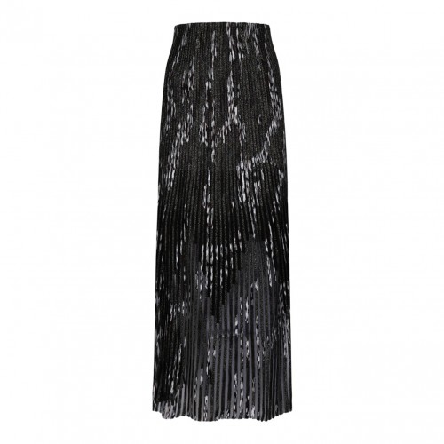 Brown and Black Pleated Lurex Skirt