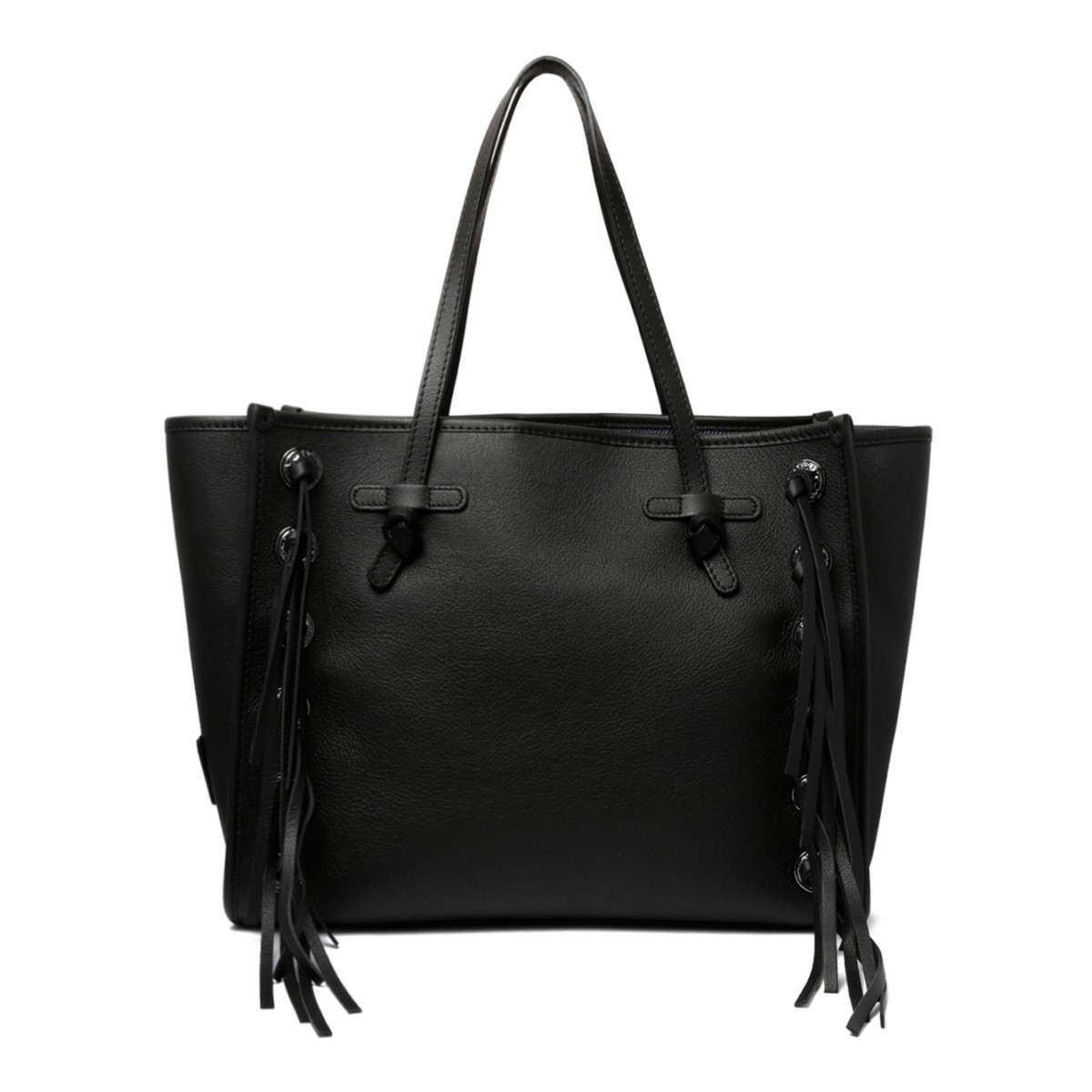 Black Fringe And Studs Tote Bag