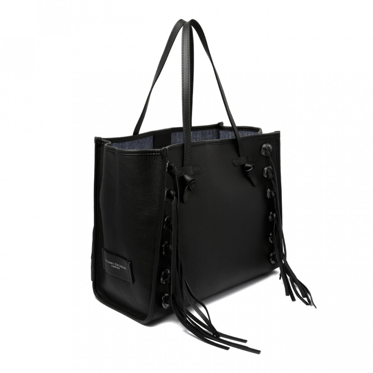 Black Fringe And Studs Tote Bag