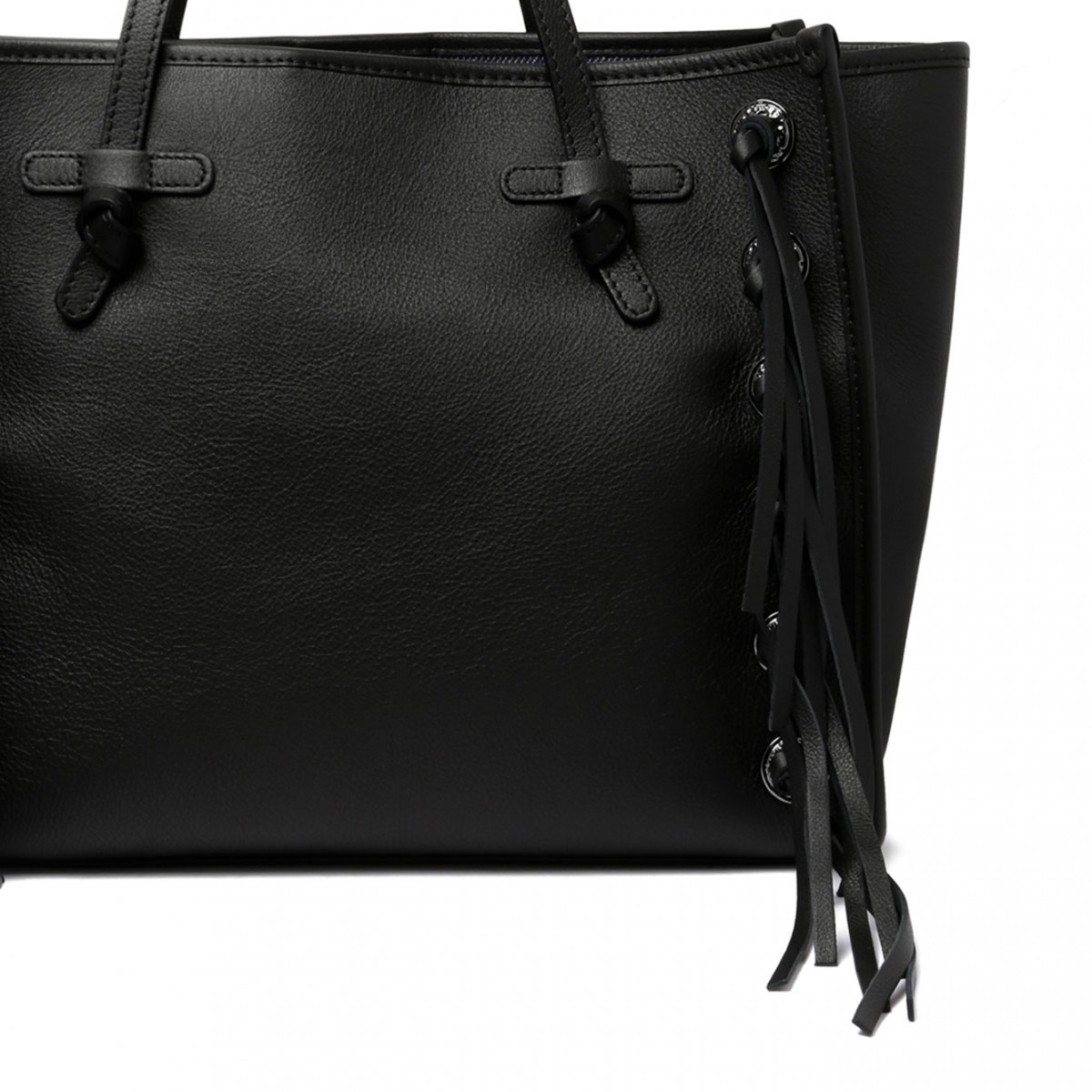 Black Fringe And Studs Tote Bag