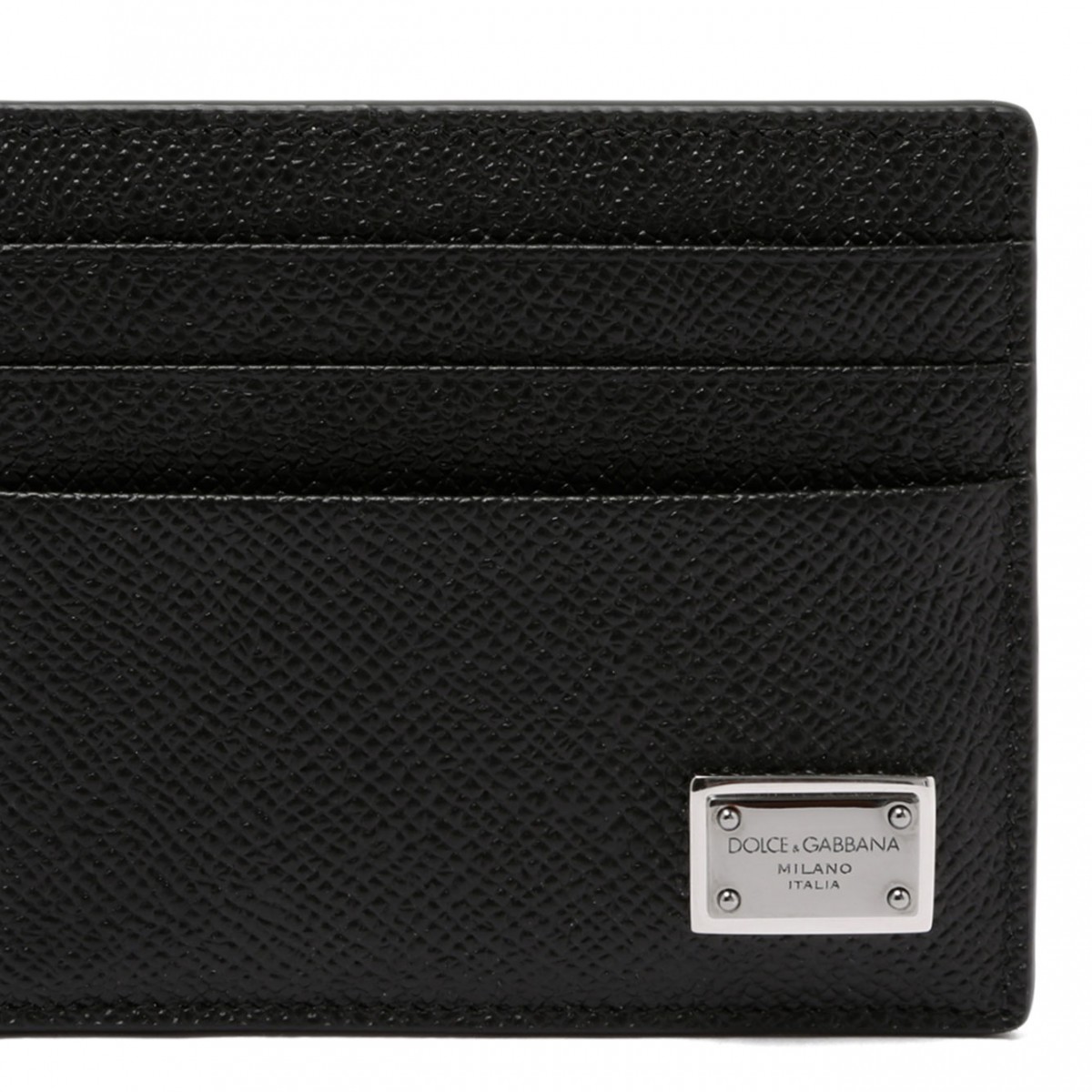 Black Dauphine-Print Calfskin Card Holder