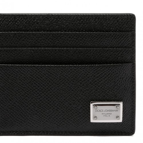 Black Dauphine-Print Calfskin Card Holder