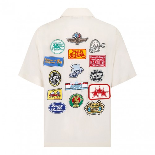 White Patchwork Short-Sleeve Shirt 2