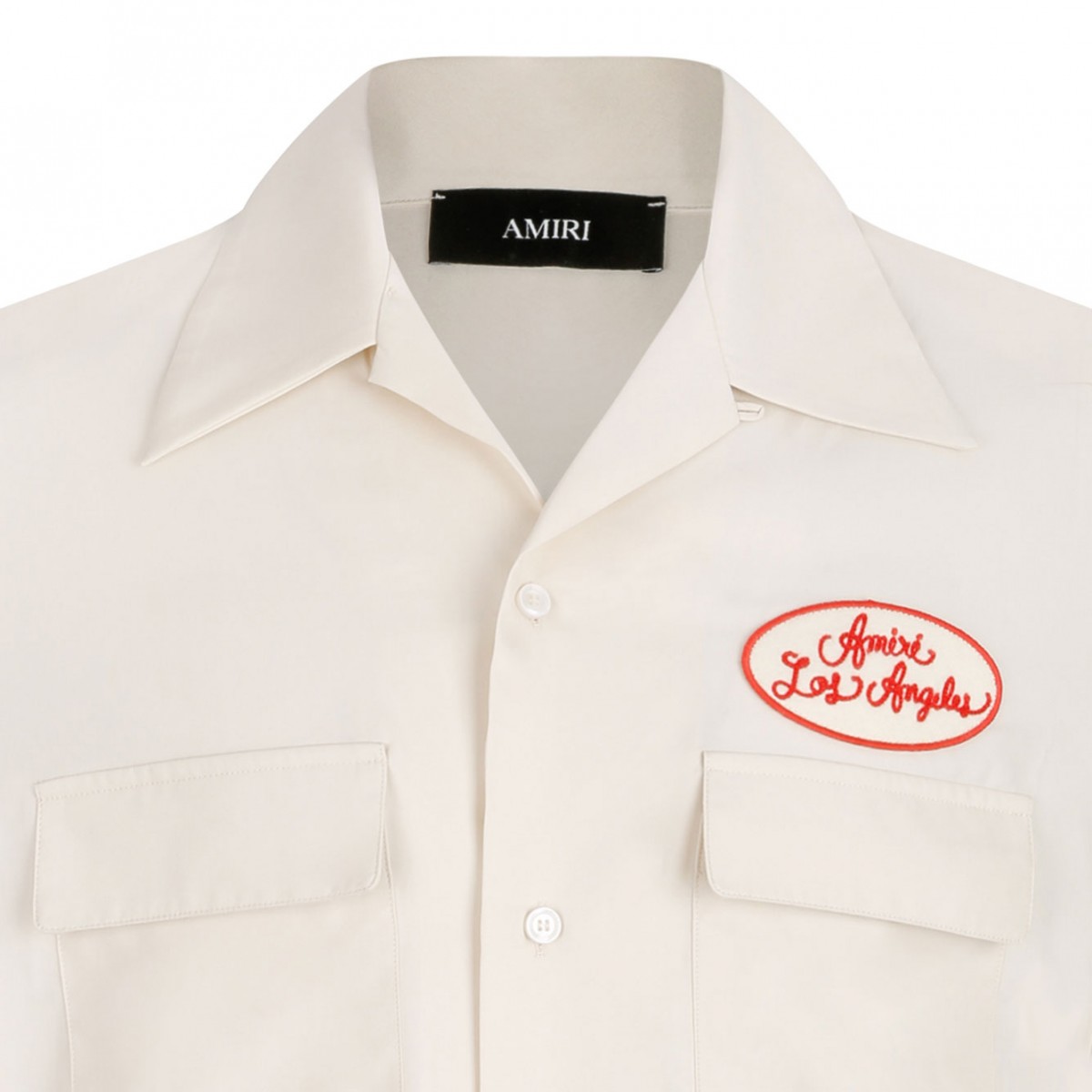 White Patchwork Short-Sleeve Shirt