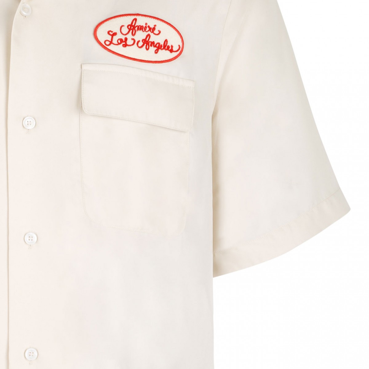 White Patchwork Short-Sleeve Shirt