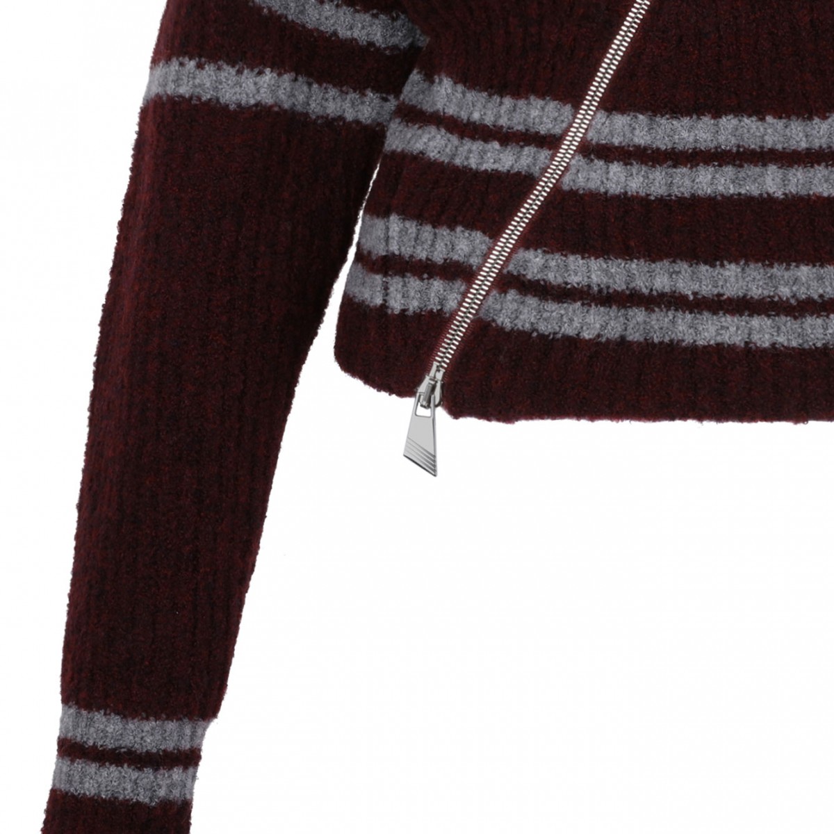 Burgundy Striped Zip Front Cardigan