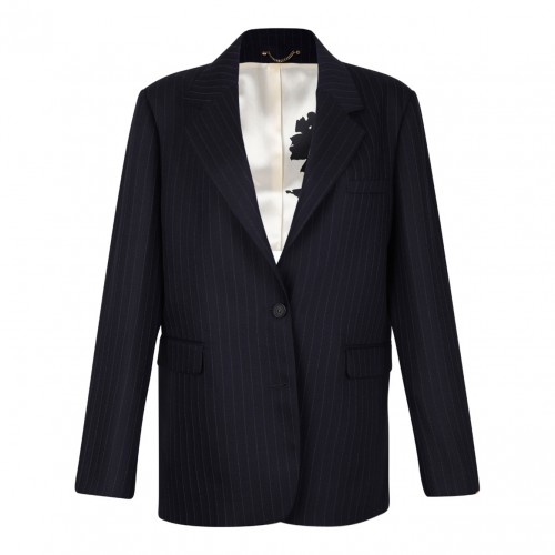 Navy Blue Pinstripe Single Breasted Blazer