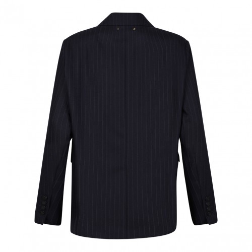 Navy Blue Pinstripe Single Breasted Blazer 2