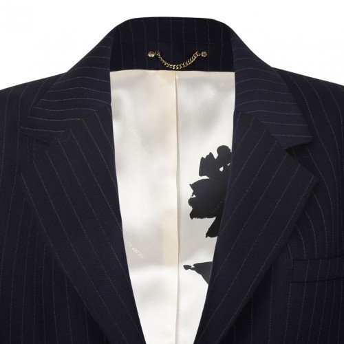 Navy Blue Pinstripe Single Breasted Blazer