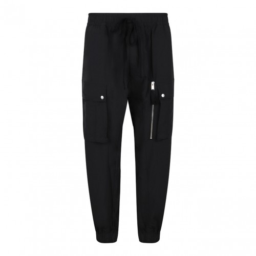 Black Elasticated Waist Cargo Trousers