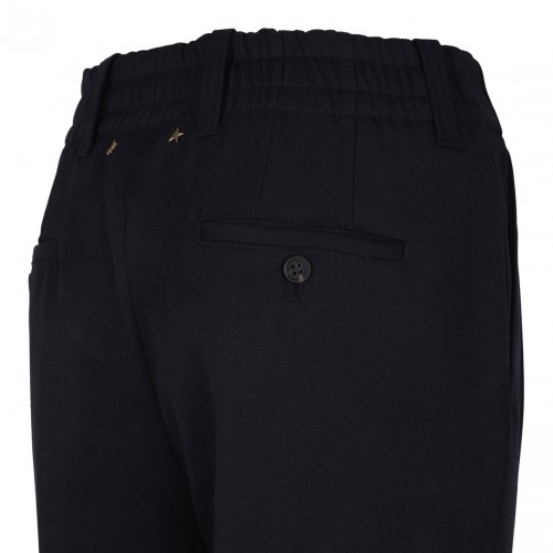 Navy Blue Loose Fit Straight Leg Trousers