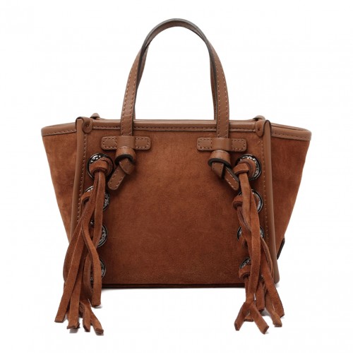 Cognac Fringe And Studs Mini Tote Bag 2