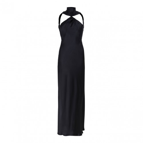Black Satin Maxi Dress