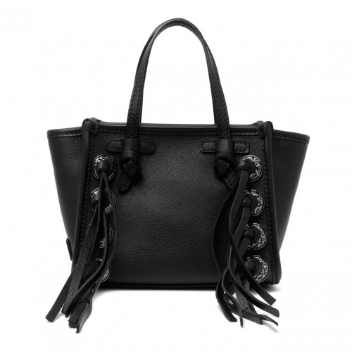 Black Fringe And Studs Mini Tote Bag
