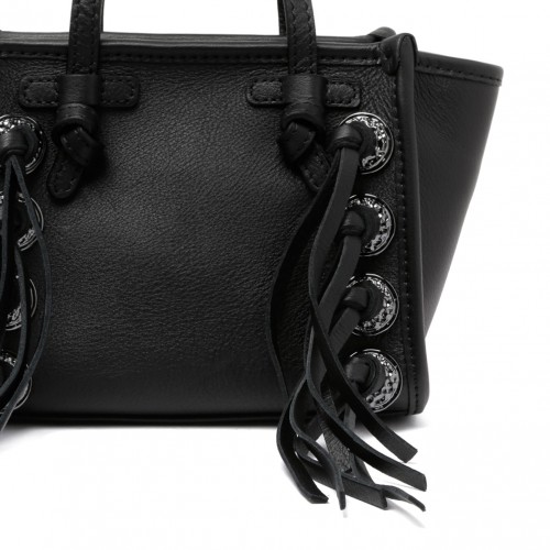 Black Fringe And Studs Mini Tote Bag