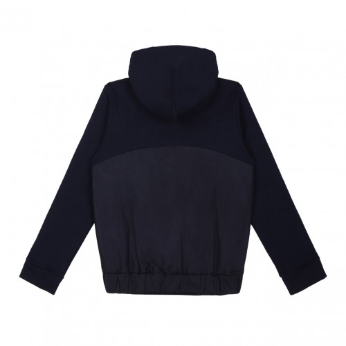 Navy Blue Logo Embroidered Hoodie
