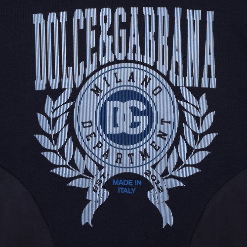 Navy Blue Logo Embroidered Hoodie