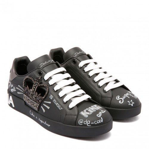 Black Calfskin Portofino Sneakers