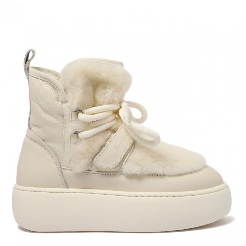 Beige Shearling Platform Boots
