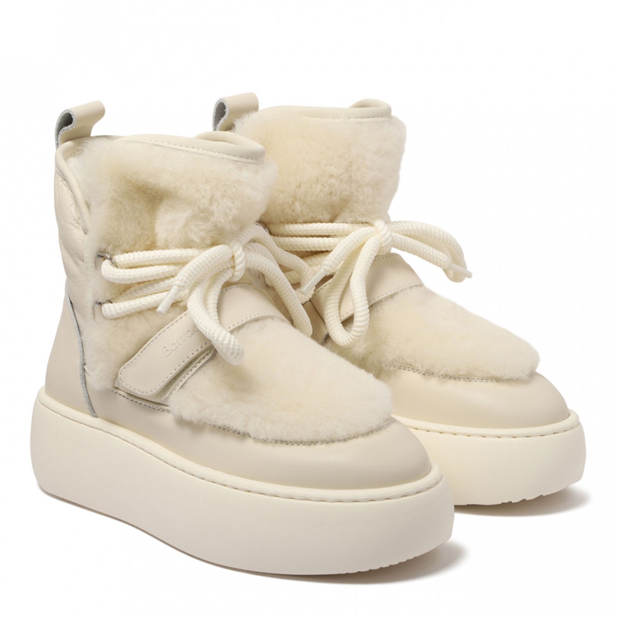 Beige Shearling Platform Boots