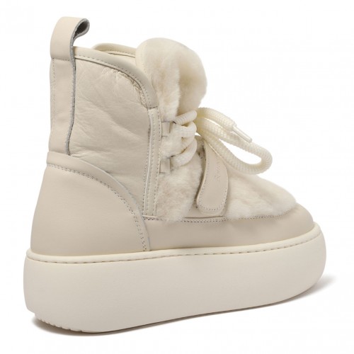 Beige Shearling Platform Boots