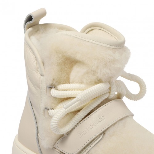 Beige Shearling Platform Boots
