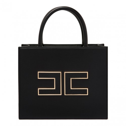 Black Small Logo Plaque Tote Bag