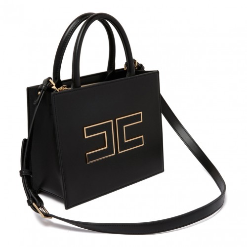 Black Small Logo Plaque Tote Bag