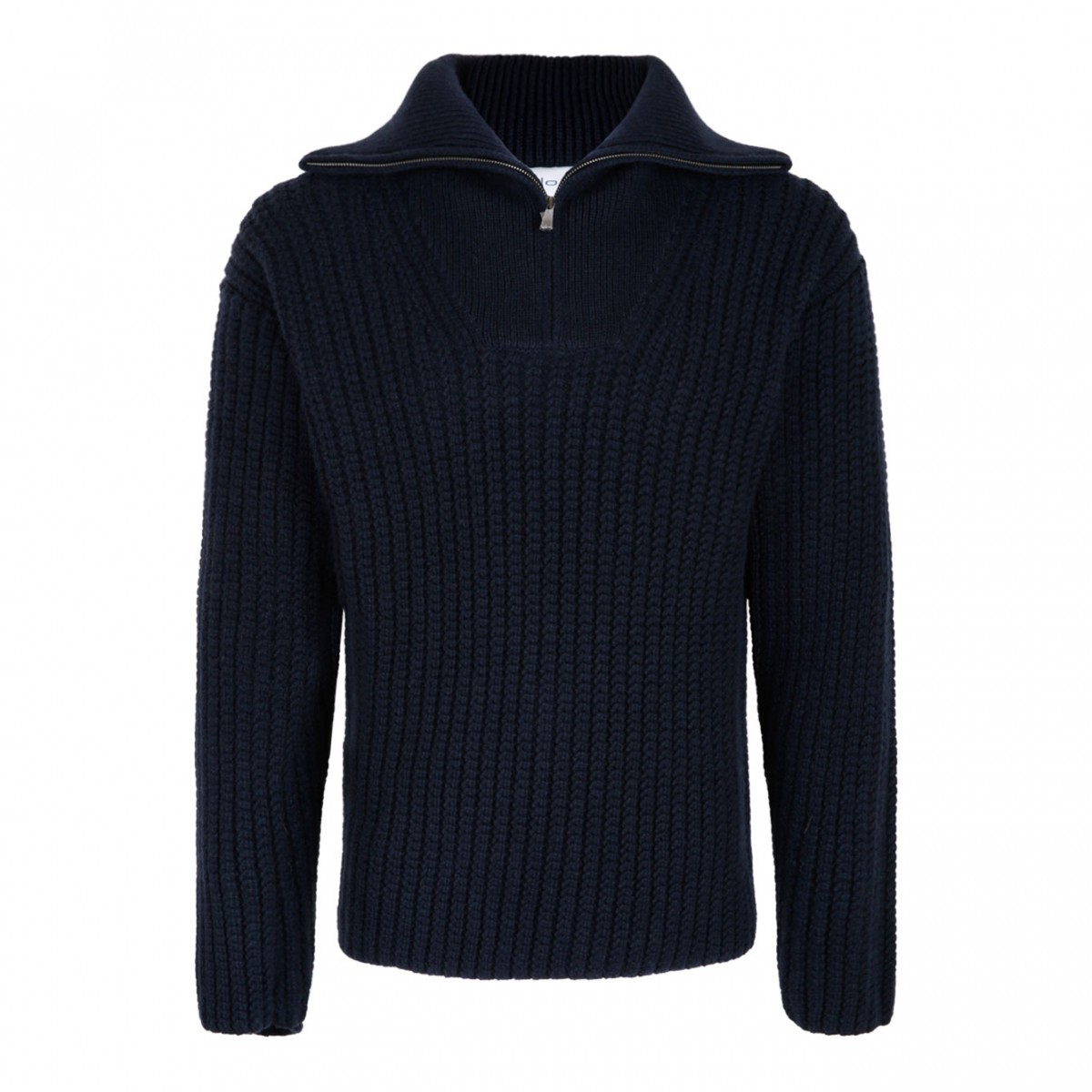 Dark Blue Knit Half Zip Sweater