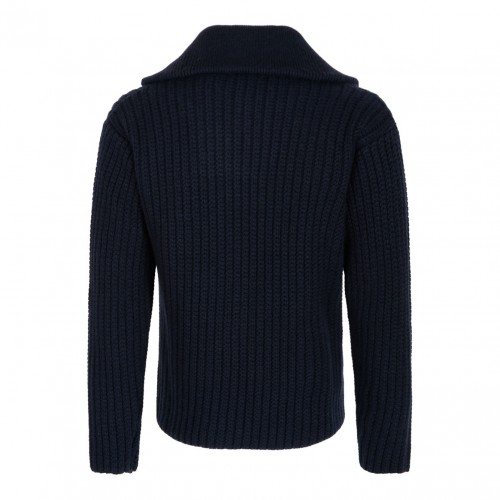 Dark Blue Knit Half Zip Sweater 2