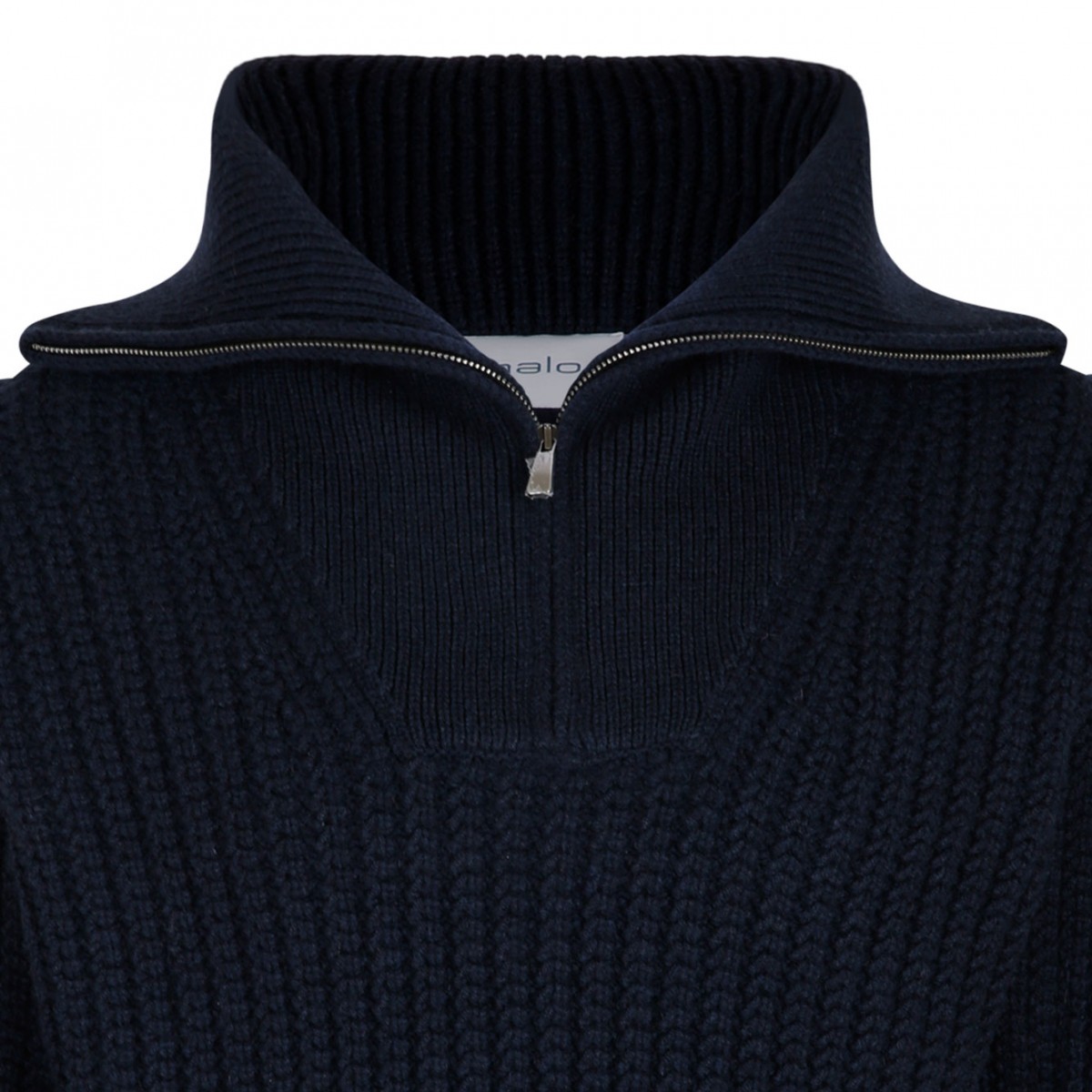 Dark Blue Knit Half Zip Sweater