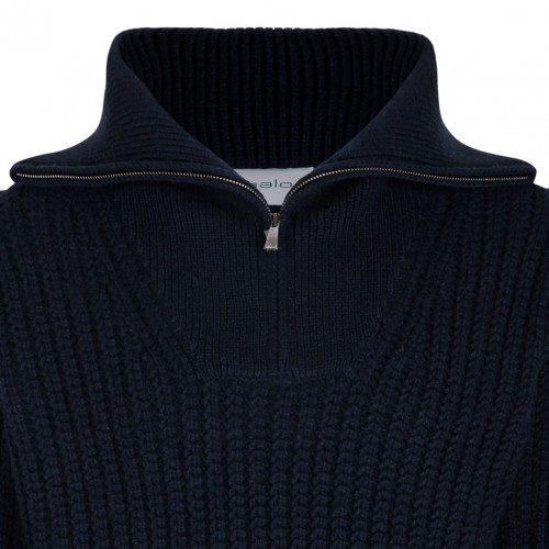 Dark Blue Knit Half Zip Sweater