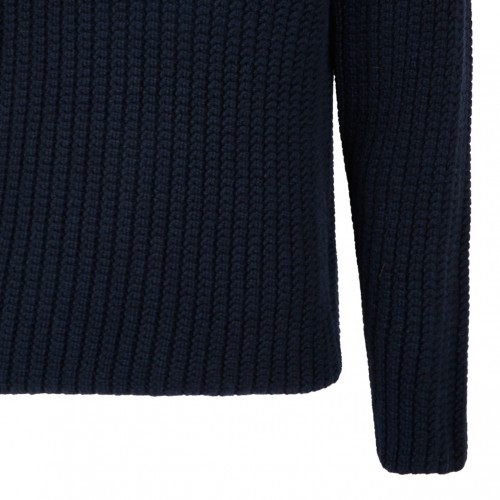 Dark Blue Knit Half Zip Sweater