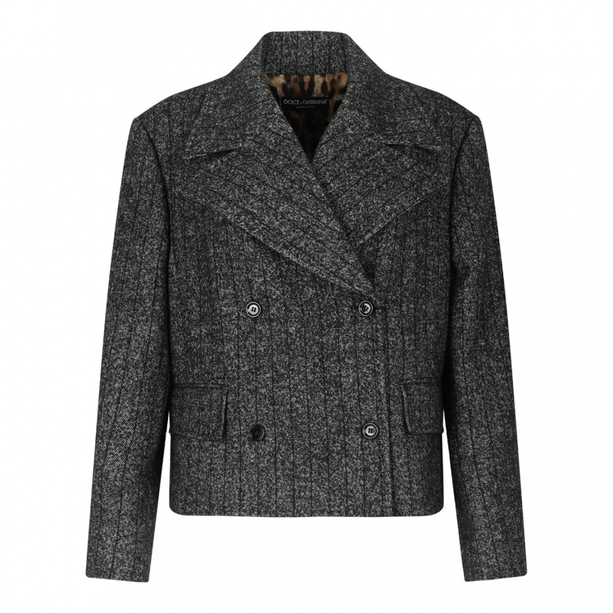 Grey Striped Double Breasted Jacket