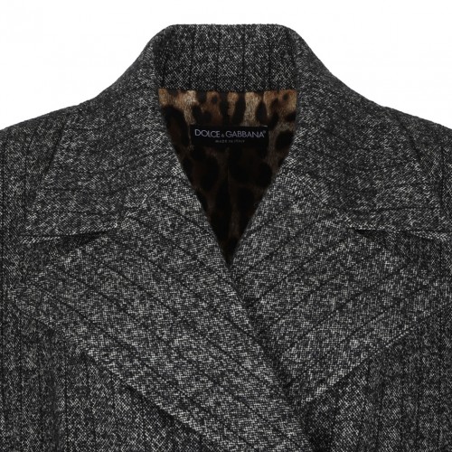 Grey Striped Double Breasted Jacket