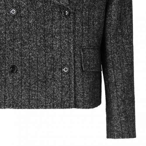 Grey Striped Double Breasted Jacket