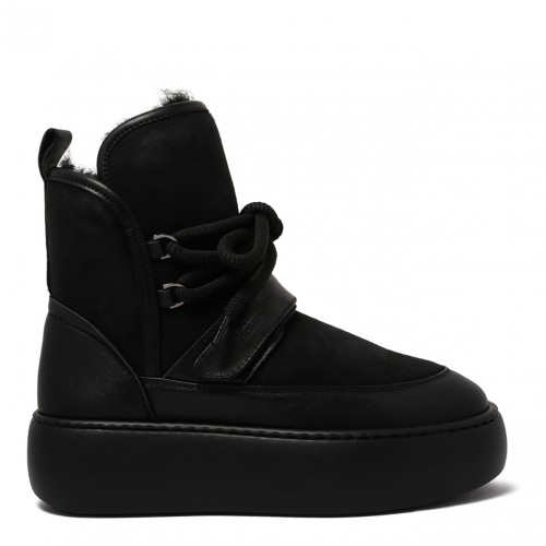 Black Shearling Platform Boots